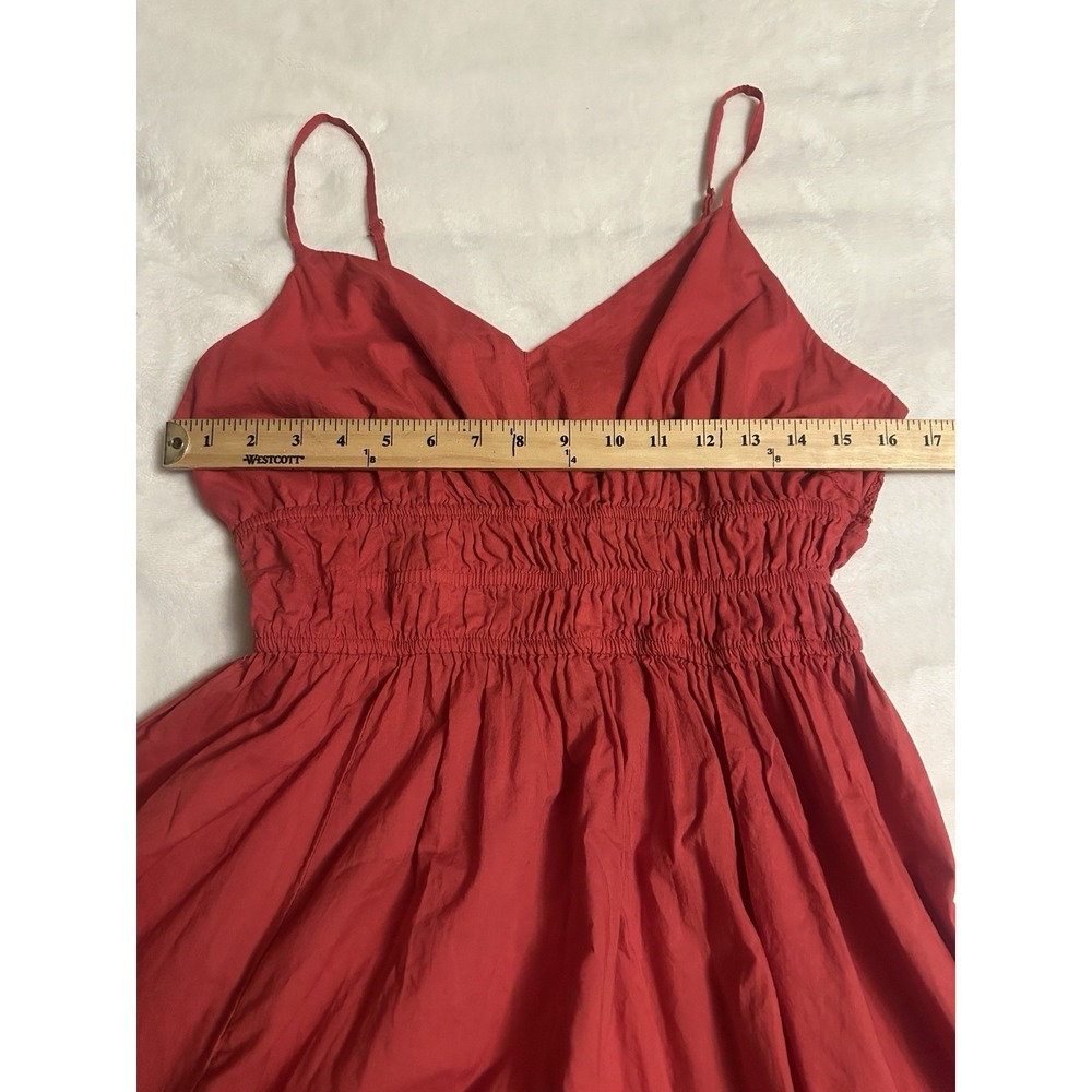 Dizzy Lizzy Red Cotton Tiered Smocked Waist Babydoll Midi Dress XL Boho - Picture 15 of 16